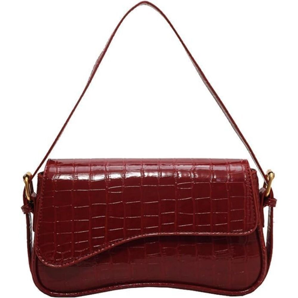 Women Patent Red Imported Casual Leather Waterproof Lightweight Hobo Handbag